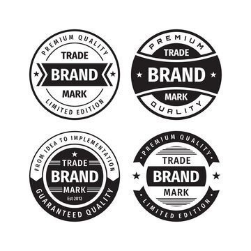 Brand badges set. Trade mark template logos design. Vintage retro emblem collection. Concept labels in black & white colors. 