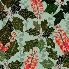 illustration with flowers in a blue background.