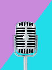 Microphone retro on color background