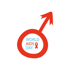 world aids day design with male gender symbol icon, flat style