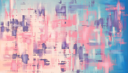 Hand drawn artistic abstract painting. Blue, turquoise and peach color background made with rough brush strokes. Oil on canvas artwork