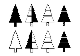 Simple 8 Trees Vector Illustration