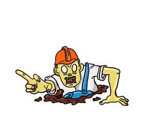 Builder Zombie 2 - Vector no background