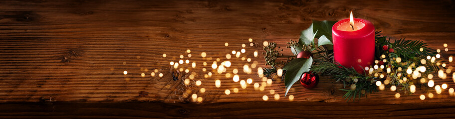 Background for advent and christmas
Background for christmas with burning red candle and natural...