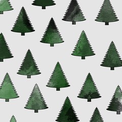 christmas trees seamless pattern