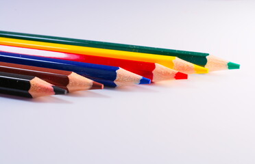 color pencils on white background