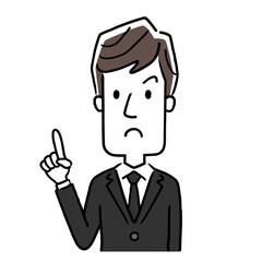 ベクターイラスト素材：喪服を着た男性、注意、警告
