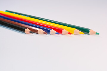color pencils on white background