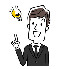 ベクターイラスト素材：喪服を着た男性、アイデア、思いつく
