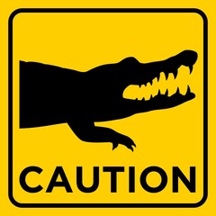 Crocodile Animal Wildlife Warning Printable Yellow Sticker Square Sign