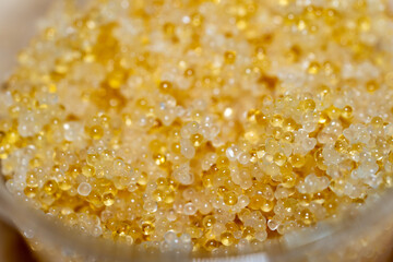 close-up of flying fish roe