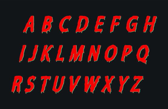 Bloody horror font. 10 eps design. Vector Halloween calligraphy title alphabet. Bleeding lettering alphabet for your design: calligraphy, logo, slogan