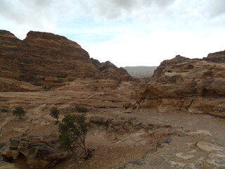 Exploring the archeological site of Petra and the red sandstone landscapes in Jordan