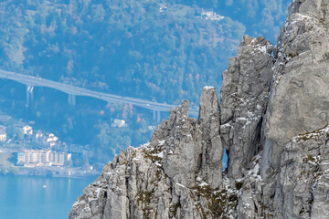 natural rock arch at Le Grammont in Chablais Valaisan