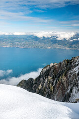 view from Le Grammont over Lake Geneva and Riviera Montreux
