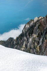 view from Le Grammont over Lake Geneva and Riviera Montreux