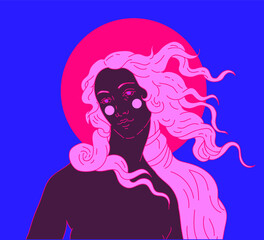 Modern vector line art Illustration or the Venus or Aphrodite Goddess  in doodle sketch style. © local_doctor