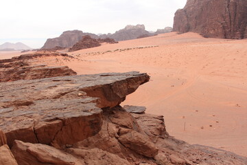 Explring the red sand dunes and desert landscapes around Wadi Rum and Petra in Jordan, Middle East