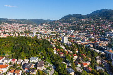 Panoramic view of the city of Sarajevo from the top of the top. Bosnia and Herzegovina