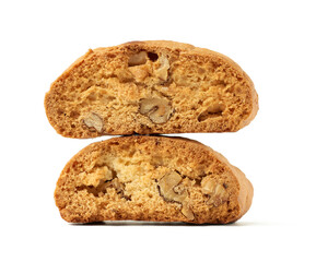 baked piece Italian almond biscotti, cantuccini cookies, traditional italian Christmas, New Year dry cookies