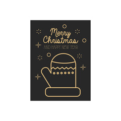 Merry christmas minimalist card with winter glove icon, colorful design