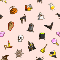 Halloween seamless pattern, October festival backgorund.