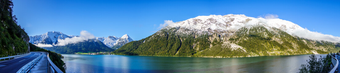 landscape at the achensee lake in austria