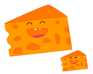 Vector icon of happy yellow cheese.