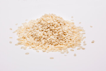 Stack of  sesame on a white background.
