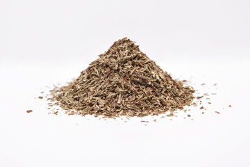  Stack of  thyme on a white background.
