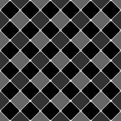 Rhombuses background. Seamless surface pattern design with diamonds ornament. Checks wallpaper. Ethnic mosaic motif. Crossed diagonal lines. Digital paper, textile print, page fill, designing. Vector.