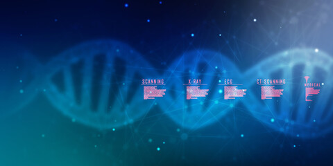2d render of dna structure, abstract background
