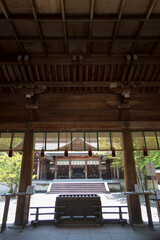 Fototapeta na wymiar 吉野神宮拝殿からの本殿