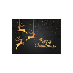 design of christmas black elegant card with golden deers hanging