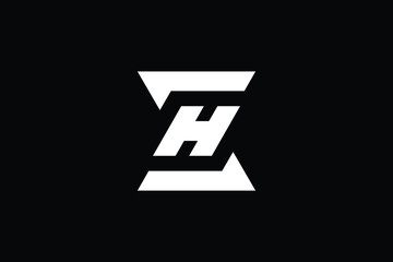 ZH logo letter design on luxury background. HZ logo monogram initials letter concept. ZH icon logo design. HZ elegant and Professional letter icon design on black background. H Z ZH HZ - obrazy, fototapety, plakaty