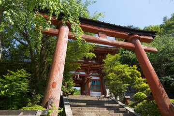 吉野水分神社の楼門と鳥居