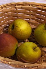 green apples in a white table