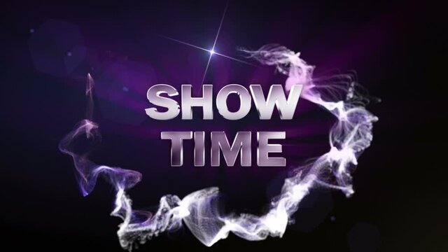 SHOWTIME Text Animation and Particles, Rendering, Background, Loop, 4k
