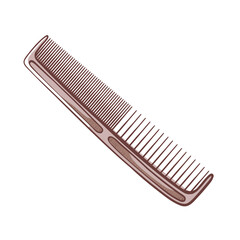Tooth comb with thin and wide teeth for men or women. Hair care plastic product.