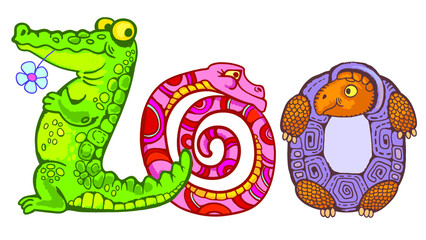 Zoo.Hand drawn lettering.Funny vector slogan