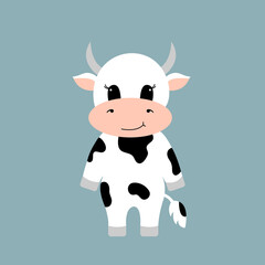 Cartoon cute cow. Vector illustration. 