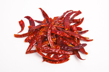 Dried red pepper on white background.