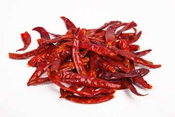 Dried red pepper on white background.