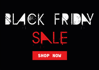 poster on "black friday" in white with red sales on a black background