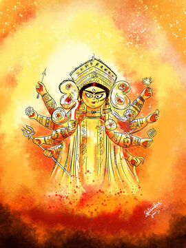 Bagbazar Durga Puja Idol Illustration