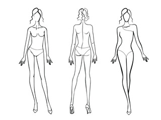 Model for drawing fashion sketches. Front and back views