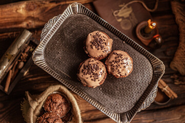 Chocolate spicy cupcakes. Christmas atmosphere