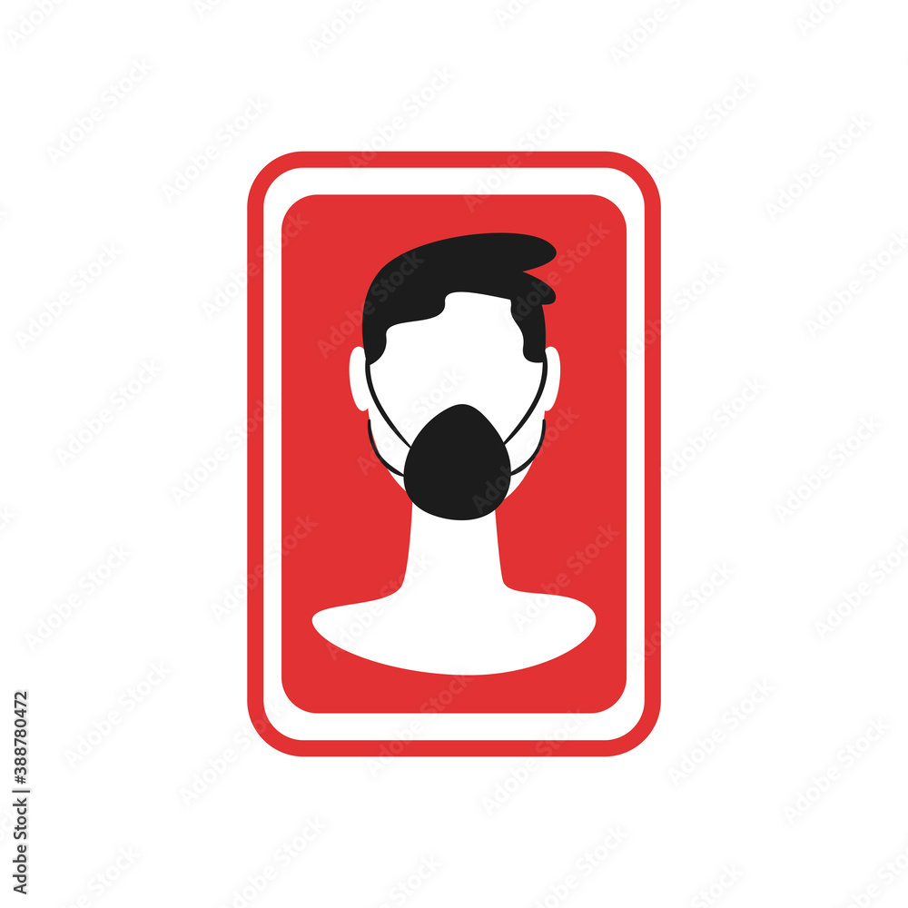Poster man using facemask in road sign vector design