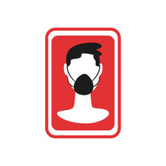 Man using facemask in road sign vector design