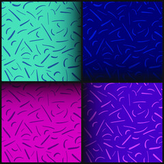 Set of four seamless backdrops with hand drawn chaotic strokes